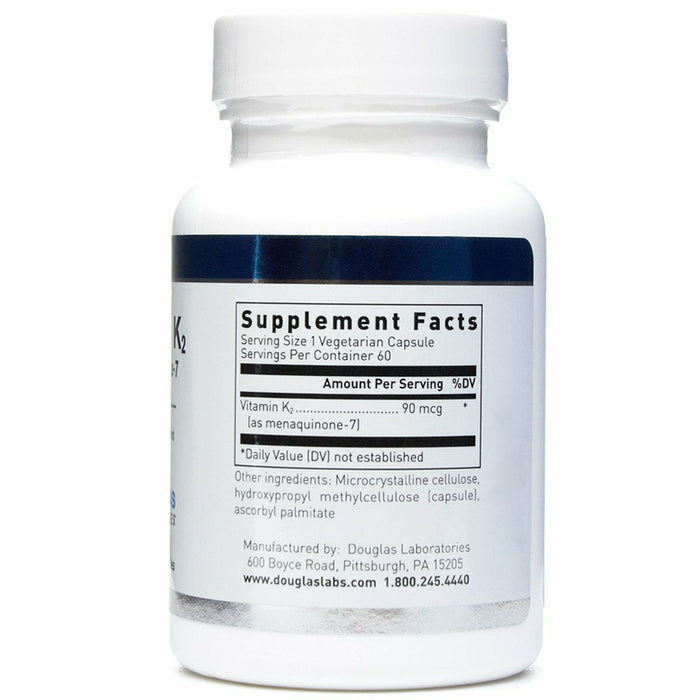 Douglas Labs Vitamin K2 with Menaquinone-7 60 veg capsules supplement facts label
