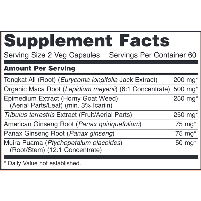 TestoJack 200 by NOW Supplement Facts Label