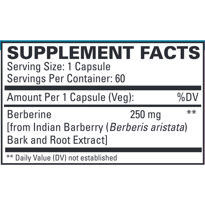 Berberine Ultra Absorb 60 caps by EuroMedica Supplement Facts Label