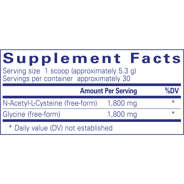 NAC + Glycine Powder 5.6 oz. by Pure Encapsulations Supplement Facts Label