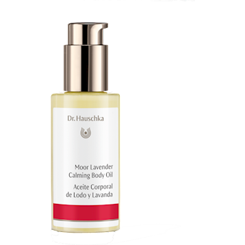 Dr. Hauschka Moor Lavender Calming Body Oil, 2.5 fl oz, front of pump bottle