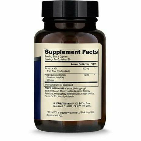 Dr. Mercola Berberine and MicroPQQ Advanced 30 capsules supplement facts label