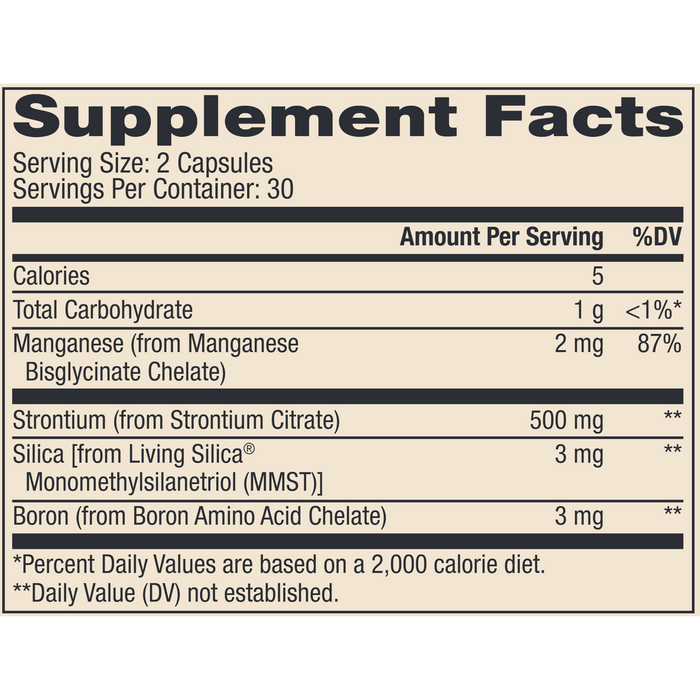 Dr. Mercola Bone Support 60 capsules supplement facts label