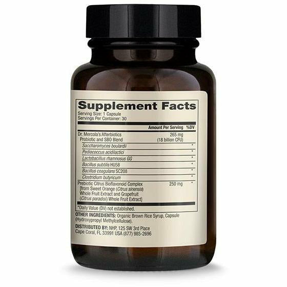 Dr. Mercola Complete Afterbiotics 30 capsules supplement facts label