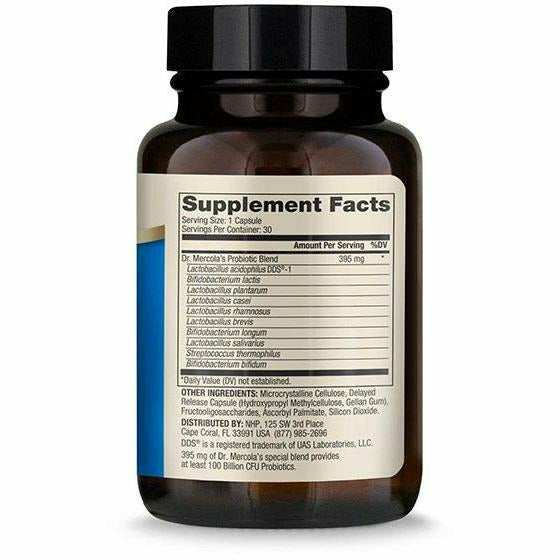 Dr. Mercola Complete Probiotics 100 Billion CFU 30 capsules supplement facts label
