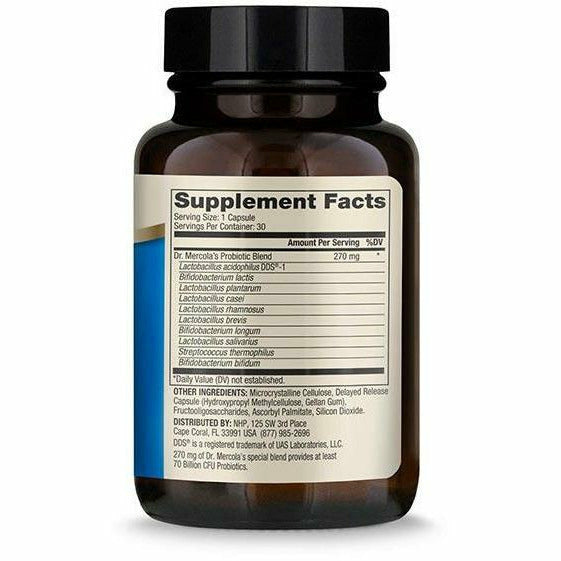 Dr. Mercola Complete Probiotics 70 Billion CFU supplement facts label