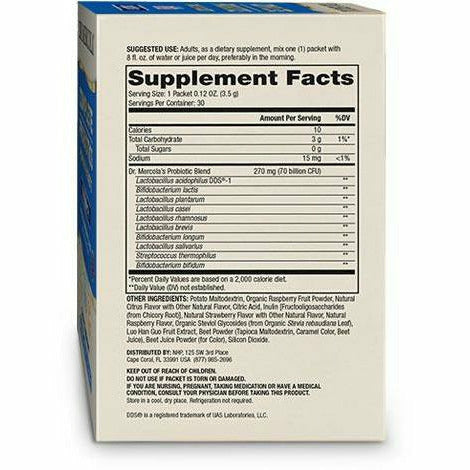 Dr. Mercola Complete Probiotics Powder Packets 30 packets supplement facts label
