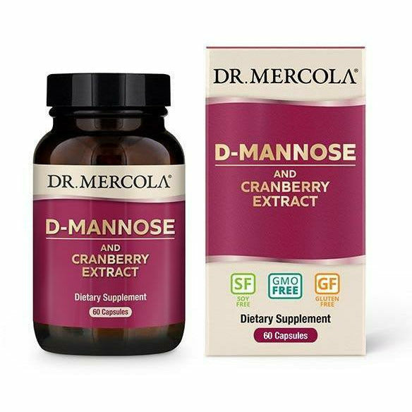 Dr. Mercola D-Mannose and Cranberry Extract 1000 mg, 60 capsules, front of bottle
