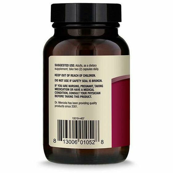 Dr. Mercola D-Mannose and Cranberry Extract 1000 mg 60 capsules suggested use label