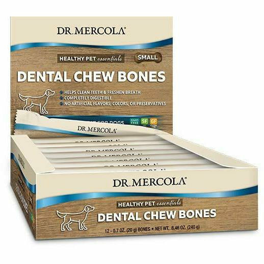 Dr. Mercola Dog Dental Chew Bones Small, 12 pack, front of package