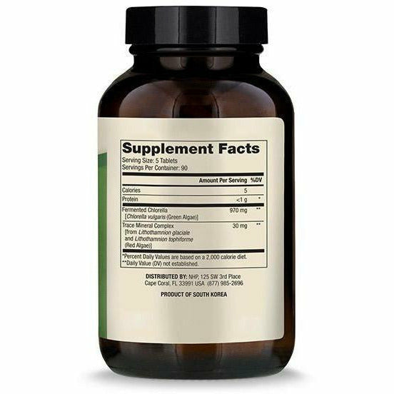 Dr. Mercola Fermented Chlorella 1000 mg 450 tablets supplement facts label