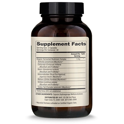 Dr. Mercola Fermented Mushroom Complex 90 capsules supplement facts label