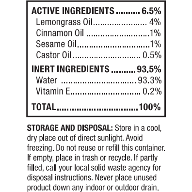 Dr. Mercola Flea and Tick Defense Spray 8 fl oz ingredients label