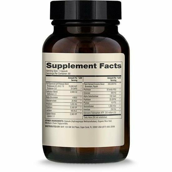 Dr. Mercola Full Spectrum Enzymes 90 capsules supplement facts label