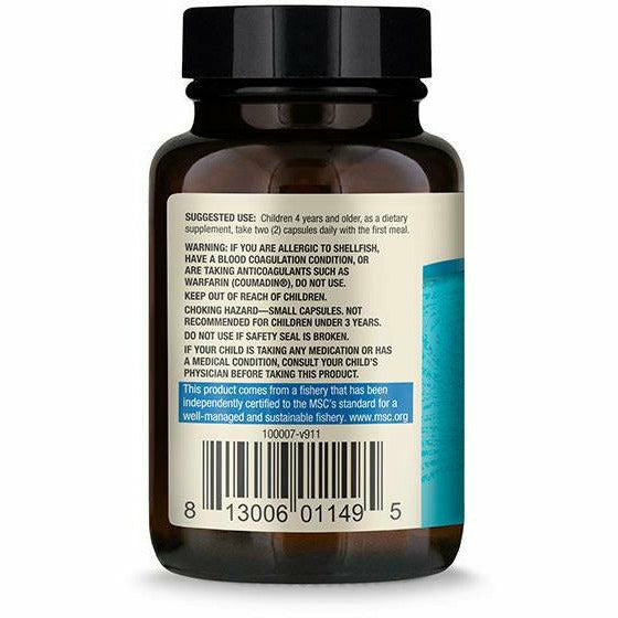 Dr. Mercola Krill Oil for Kids 320 mg 60 capsules suggested use label