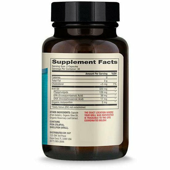 Dr. Mercola Krill Oil for Kids 320 mg 60 capsules supplement facts label