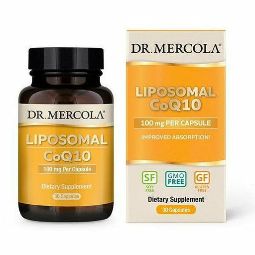 Dr. Mercola Liposomal CoQ10 100 mg, 30 capsules, front of bottle