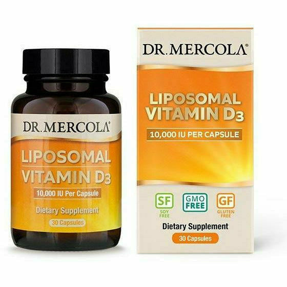 Dr. Mercola Liposomal Vitamin D3 10,000 IU, 30 capsules, front of bottle