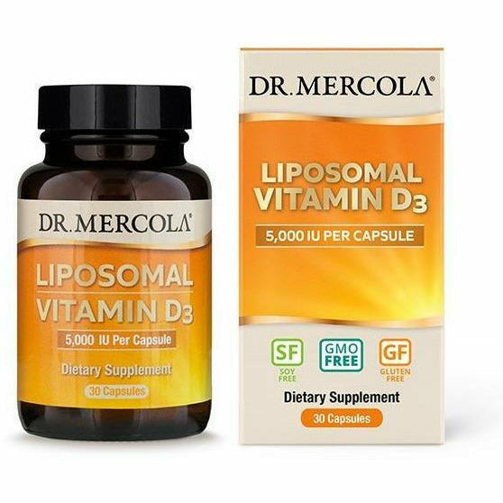 Dr. Mercola Liposomal Vitamin D3 5,000 IU, 30 capsules, front of bottle