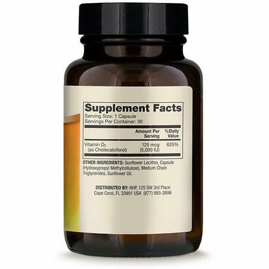 Dr. Mercola Liposomal Vitamin D3 5,000 IU 30 capsules supplement facts label