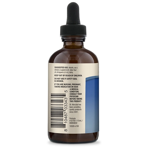 Dr. Mercola Liquid Zinc Drops 15 mg 3.88 fl oz suggested use label