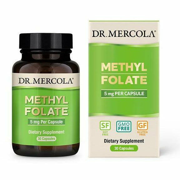 Dr. Mercola Methyl Folate 5 mg, 30 capsules, front of bottle
