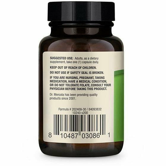 Dr. Mercola Methyl Folate 5 mg 30 capsules suggested use label