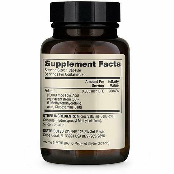 Dr. Mercola Methyl Folate 5 mg 30 capsules supplement facts label