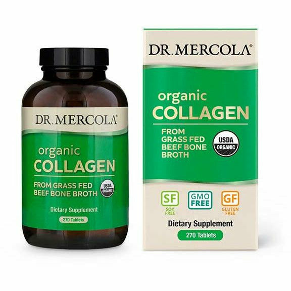 Dr. Mercola Organic Collagen from Grass Fed Beef Bone Broth, 270 tablets, front of bottle
