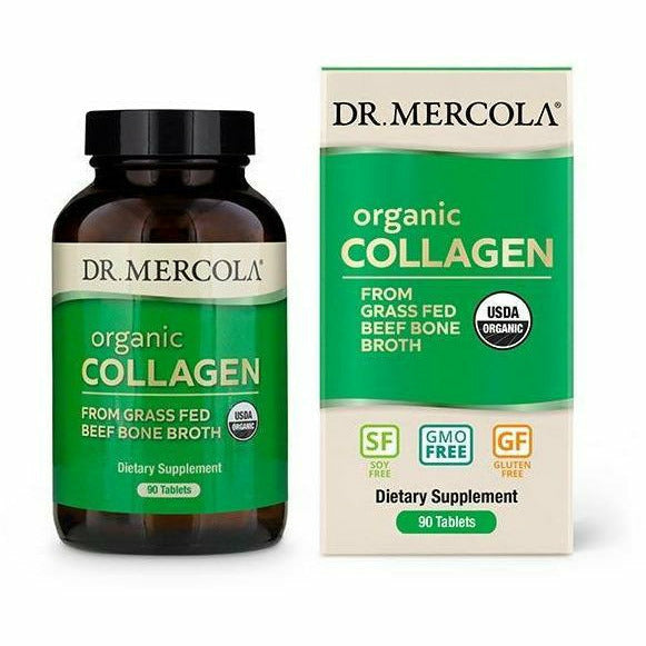 Dr. Mercola Organic Collagen from Grass Fed Beef Bone Broth, 90 tablets, front of bottle