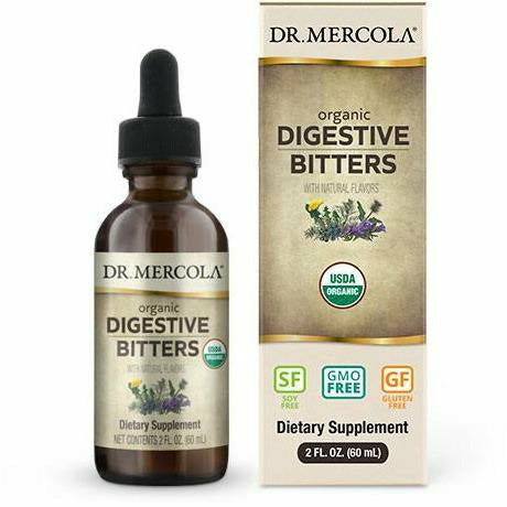Dr. Mercola Organic Digestive Bitters, 2 fl oz, front of dropper bottle