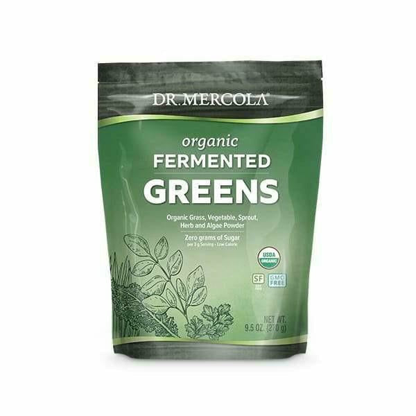 Dr. Mercola Organic Fermented Greens Powder, 9.5 oz, front of package