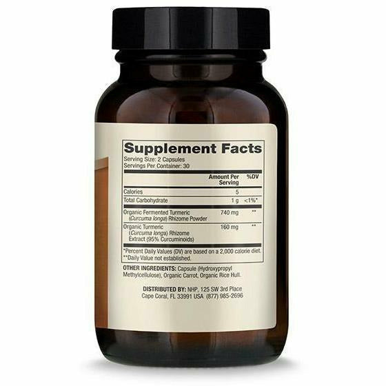 Dr. Mercola Organic Fermented Turmeric 60 capsules supplement facts label