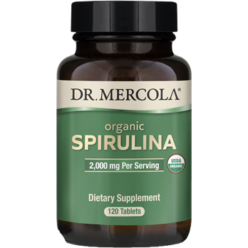 Dr. Mercola Organic Spirulina, 120 tablets, front of bottle
