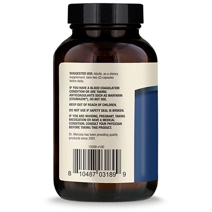 Dr. Mercola Pau D'Arco 1,000 mg 120 capsules suggested use label