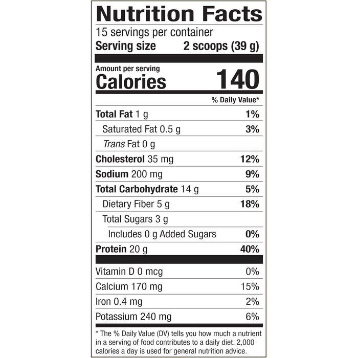 Dr. Mercola Pure Power Organic Whey Protein Vanilla 585 g nutrition facts label