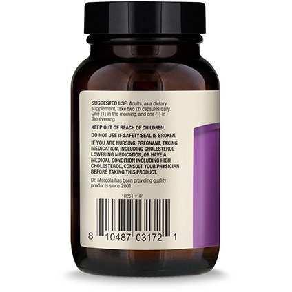 Dr. Mercola Quercetin and Pterostilbene Advanced 60 capsules suggested use label