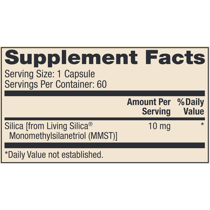 Dr. Mercola Silica Collagen Builder 10 mg 60 capsules supplement facts label