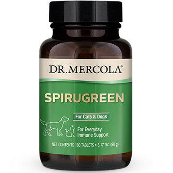 Dr. Mercola SpiruGreen for Cats & Dogs, 180 tablets, front of bottle