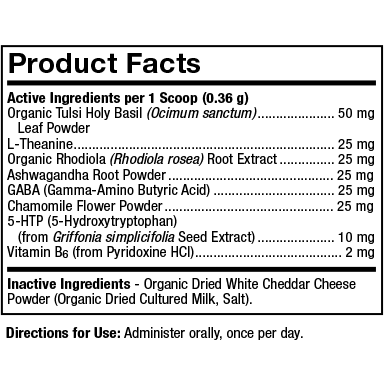 Dr. Mercola Stress Support for Cats & Dogs 1.29 oz product facts label