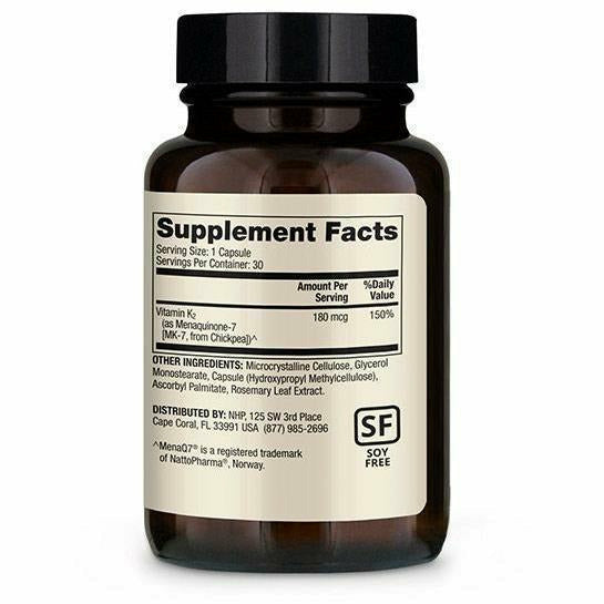 Dr. Mercola Vitamin K2 180 mcg supplement facts label