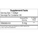 Melatone 5 mg 60 softgels by Ecological Formulas Supplement Facts Label