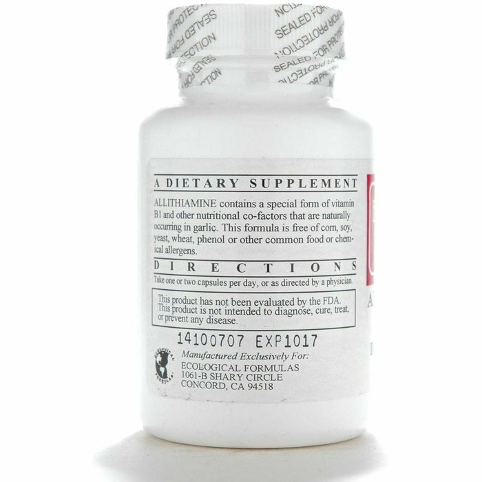 Ecological Formulas All Thiamine 50 mg 60 capsules suggested use label