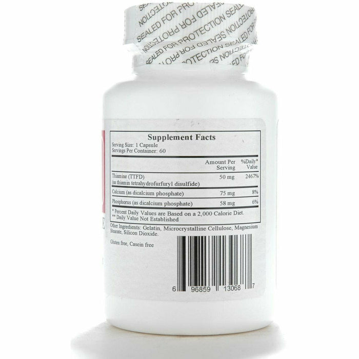 Ecological Formulas All Thiamine 50 mg 60 capsules supplement facts label