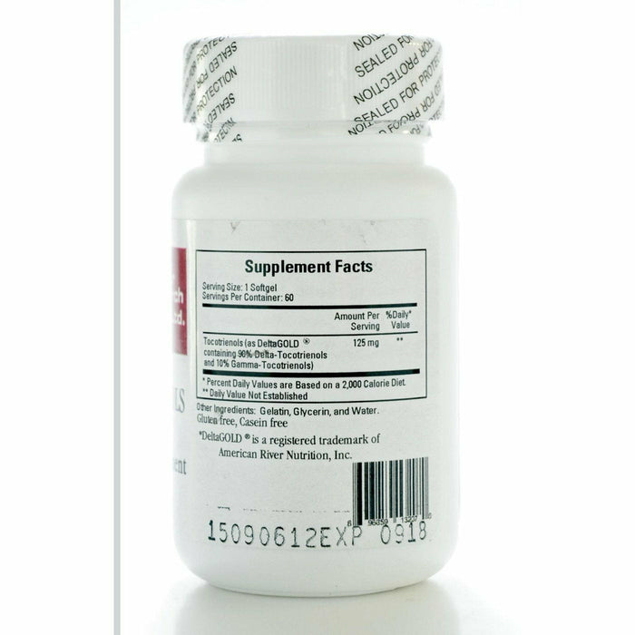 Ecological Formulas Annatto Tocotrienols 125 mg 60 softgels supplement facts label