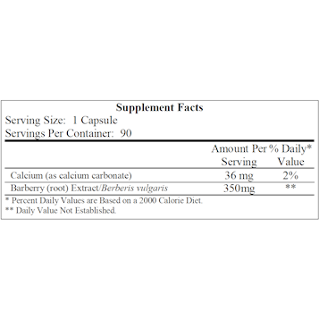 Ecological Formulas Buffered Berberine 90 capsules supplement facts label