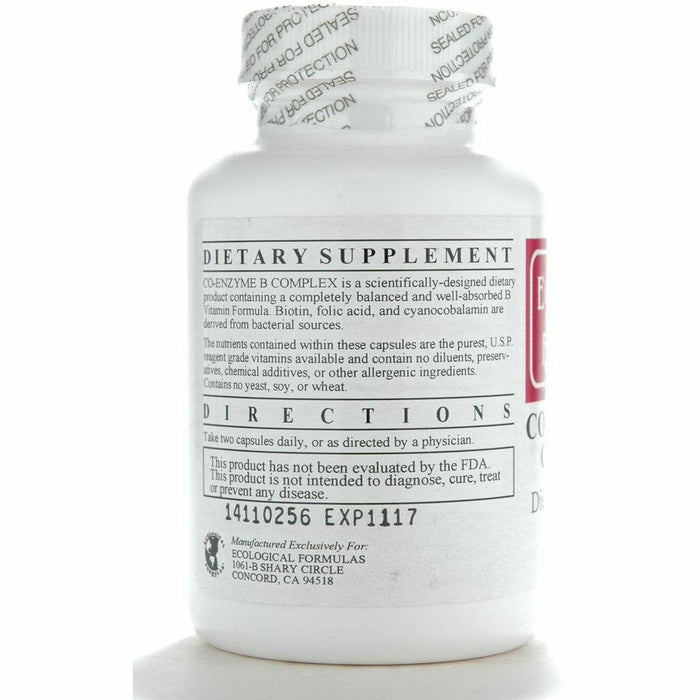Ecological Formulas Co-Enzyme B Complex 100 capsules suggested use label