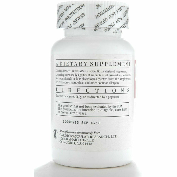 Ecological Formulas Comprehensive Minerals 90 capsules suggested use label