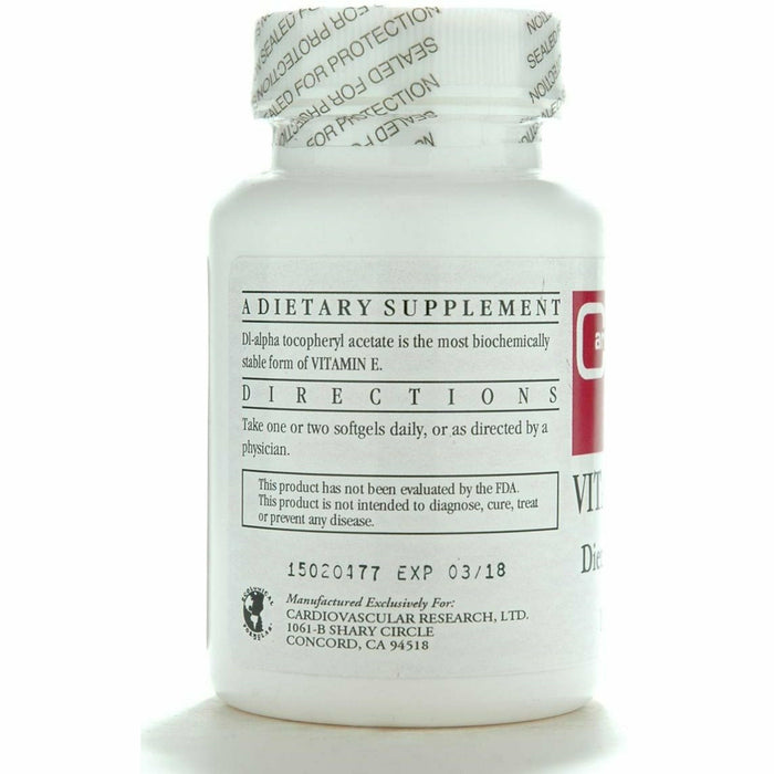 Ecological Formulas E-400 400 IU 100 softgels suggested use label