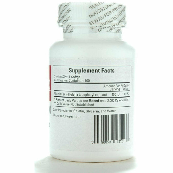 Ecological Formulas E-400 400 IU 100 softgels supplement facts label